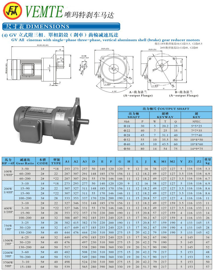 GV立式三項，單項齒輪減速馬達(dá)